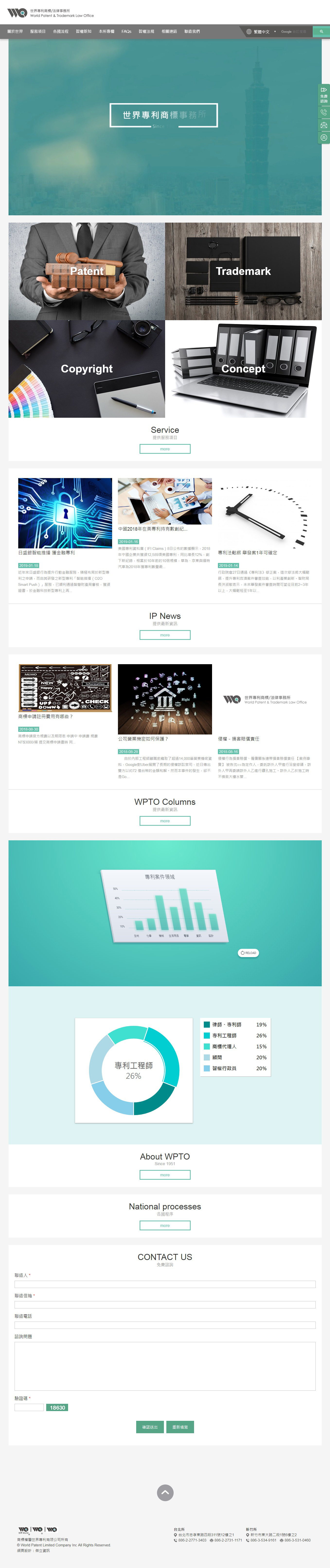 世界專利商標法律事務所 ERP及案件資源管理系統 網頁設計,RWD響應式網站,企業形象網站