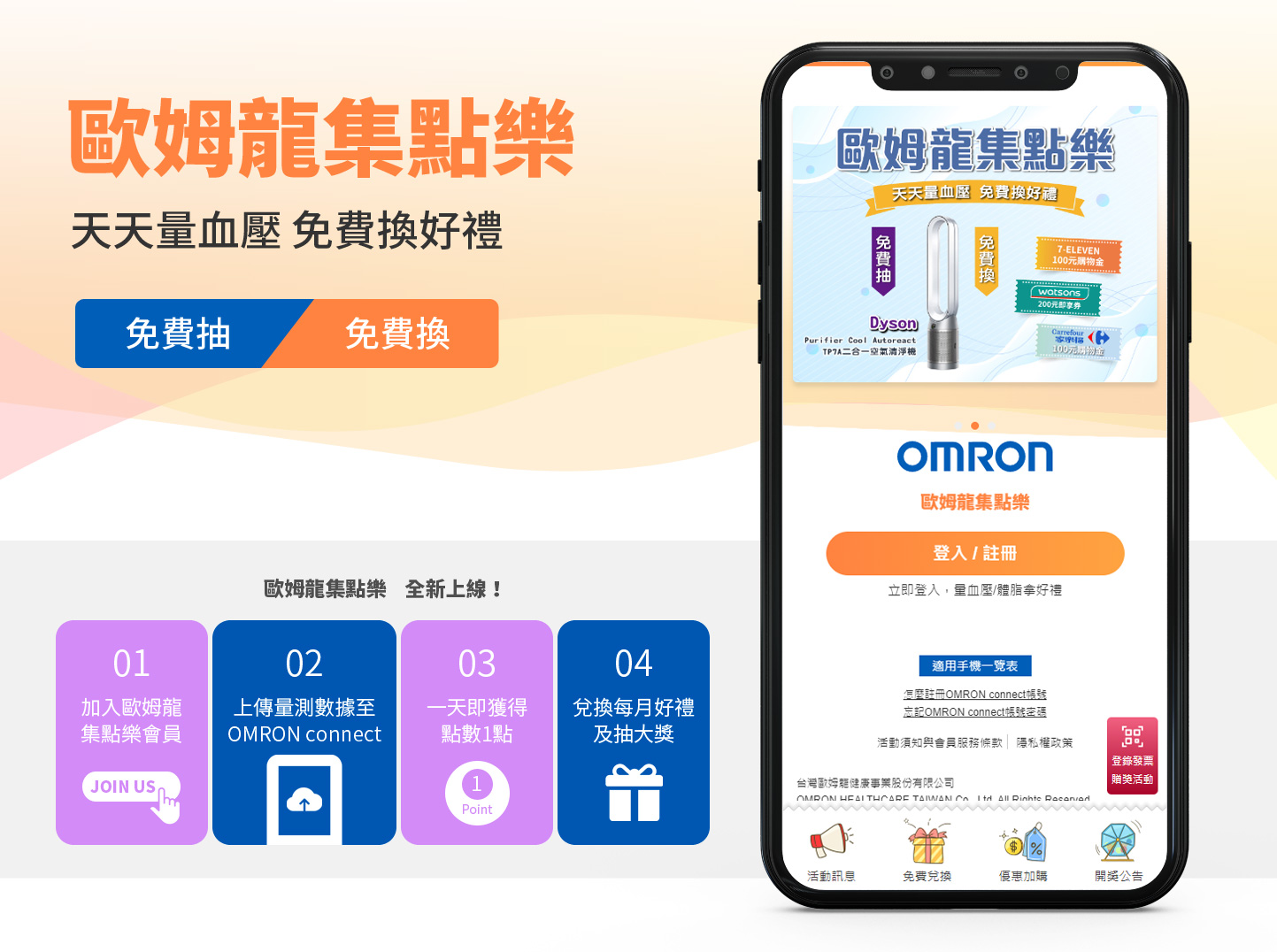 網頁設計KV主視覺設計 - OMRON 歐姆龍集點樂  健康檢測 點數免費兌獎平台 精選專案,網頁設計,RWD響應式網站,活動網站
