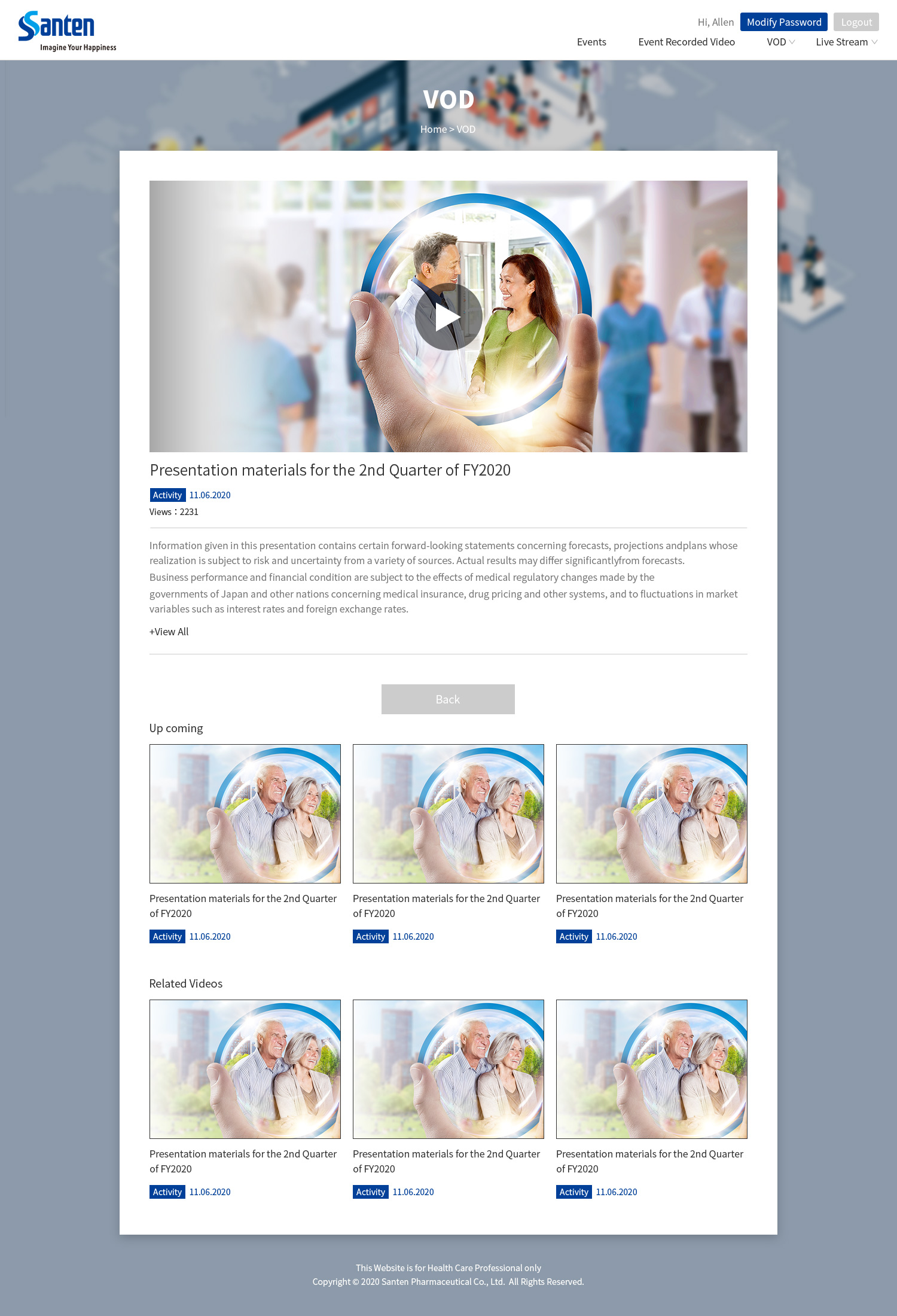 啟迪—Santen 藥廠影片專區網站 精選專案,網頁設計,RWD響應式網站,行動版網站