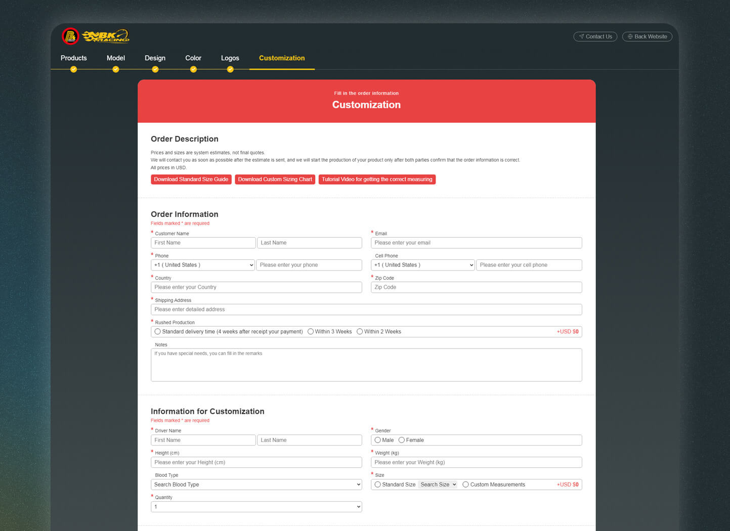 網頁設計頁面展示  賽車相關競速部品模擬 - BK Racing 豪通國際 客製化賽車服及賽車部品 產品模擬平台 精選專案,網頁設計,活動網站